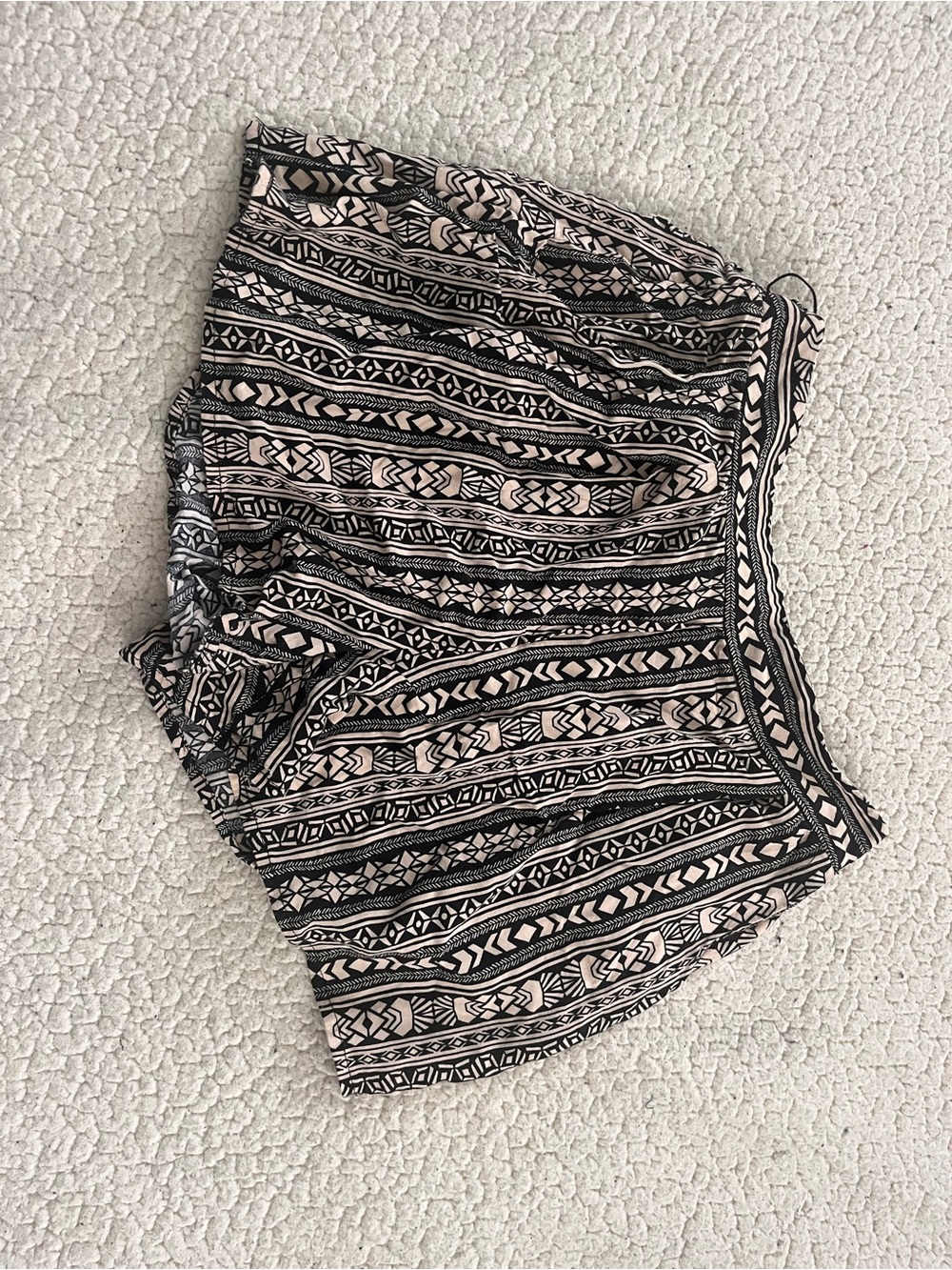 Charlotte Russe Black and Cream Aztec-Print Elastic-Waist Shorts